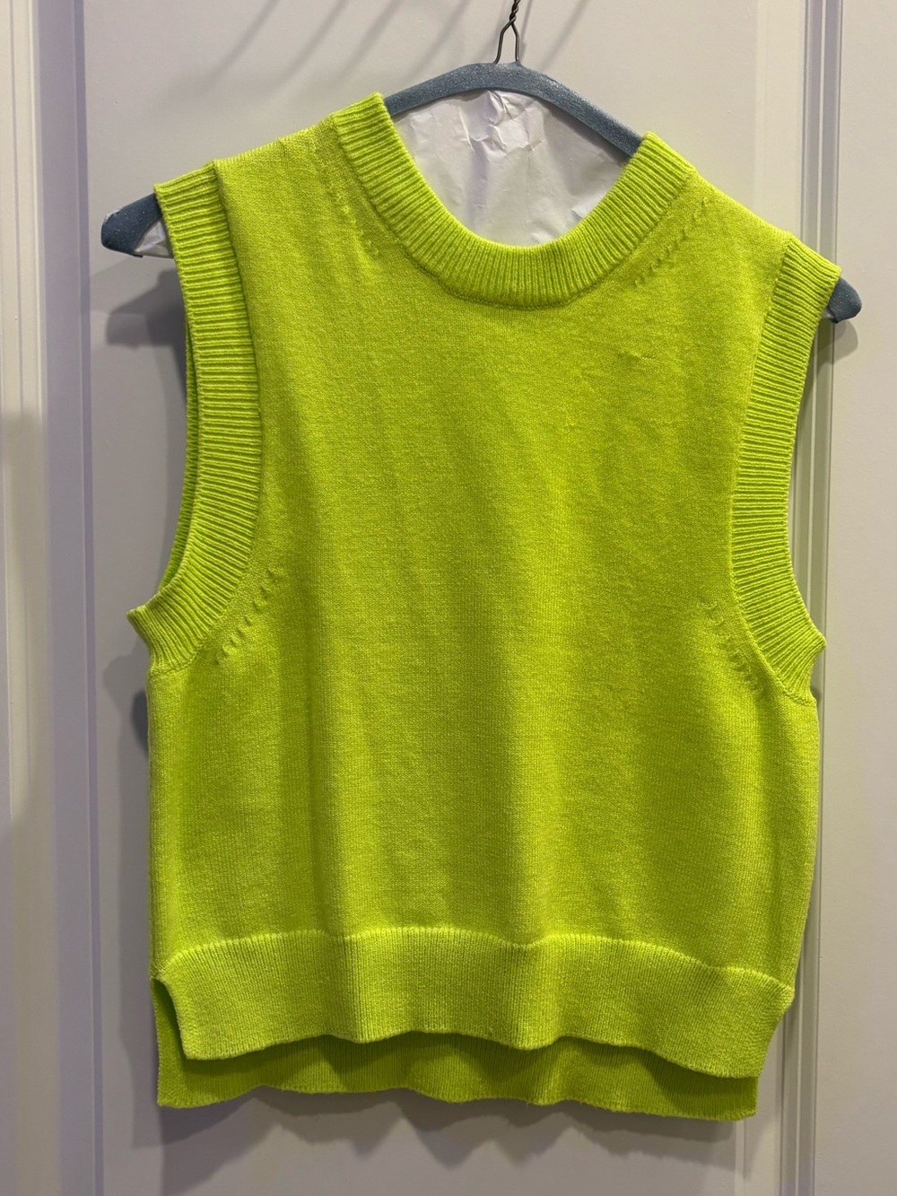 French Connection Neon Yellow Knit Sleeveless Sweater